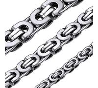 ChainsHouse Men's Stainless Steel Cuban Curb Chain Necklace Large Byzantine Link Jewellery for Hip-Hop and Rock Lovers Gift Punk Steel/Black/Gold, Length: 46-76 cm, Width: 0.236/0.315/10 mm