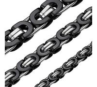 ChainsHouse Men's Stainless Steel Cuban Curb Chain Necklace Large Byzantine Link Jewellery for Hip-Hop and Rock Lovers Gift Punk Steel/Black/Gold, Length: 46-76 cm, Width: 0.236/0.315/10 mm