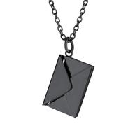 ChainsHouse Personalized Locket Necklace, Custom Envelope Necklaces with Photo Message Engraved for Women, Stainless Steel/Black/Gold/Rose Gold Plated Memorial Gift for Wife (with Gift Box), Stainless