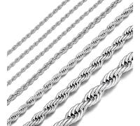 ChainsHouse Rope Chain for Men Women, Stainless Steel Twisted Chain Necklace 1.5mm/2mm/3mm/3.8mm/6mm Width, Black/14K Gold Mens Rope Chains Jewelry 16"-30", Send Gift Box, 18 Inches(women's average