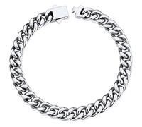 ChainsHouse Silver Bracelet for Men Women Stainless Steel Cuban Chain Heavy Bracelets Hip Hop Miami Curb Link 7mm Chains