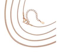 ChainsHouse Snake Chain Necklace for Women 1.2mm, 14-30" Adjustable with 5cm Extender for Pendants Lockets, Rose Gold/Stainless Steel/Black/14K Gold Hypoallergenic Dainty Jewelry Gift, 16.0 Inches