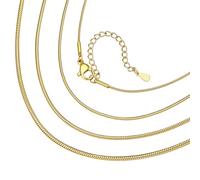 ChainsHouse Snake Chain Necklace for Women 1.2mm, 14-30" Adjustable with 5cm Extender for Pendants Lockets, Rose Gold/Stainless Steel/Black/14K Gold Hypoallergenic Dainty Jewelry Gift, 18.0 Inches
