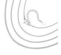 ChainsHouse Snake Chain Necklace for Women 1.2mm, 14-30" Adjustable with 5cm Extender for Pendants Lockets, Rose Gold/Stainless Steel/Black/14K Gold Hypoallergenic Dainty Jewelry Gift, 16.0 Inches