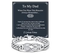 ChainsHouse Square Love Knot Bracelets for Men Braided Leather Stainless Steel Infinity Bracelets with Love Message Card Aniversary Birthday Gift for Men/Love/Husband/Dad, 9.0 ", no gemstone