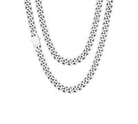 ChainsHouse Stainless Steel Chain Necklace, Cuban Silver Necklaces for Men, Chunky Neck Chains Jewellery 9mm Width 28" Length (with Gift Box)