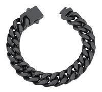 ChainsHouse Stainless Steel Cuban Link Bracelet for Men, 5mm/7mm/9mm/12mm Width, 7.5"/8.3"/9" Length, Black/18K Gold Plated Chain Wrist Bracelets for Men, with Gift Box, Metal
