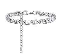 ChainsHouse Sterling Silver Anklets Bracelet for Women, Cuban Link/Figaro/Twist Rope/Wheat Chain Adjustable Stainless Steel Gold Plated Girls Charm Anklet Barefoot Summer Beach Jewelry