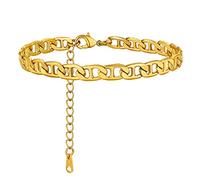 ChainsHouse Sterling Silver Anklets Bracelet for Women, Cuban Link/Figaro/Twist Rope/Wheat Chain Adjustable Stainless Steel Gold Plated Girls Charm Anklet Barefoot Summer Beach Jewelry
