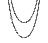 ChainsHouse Thin Stainless Steel Chain for Men Women, 3MM Mens Black Chain Necklace Cuban Link