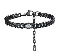 ChainsHouse Women Anklets Ankle Bracelets, Stainless Steel Cuban Link Anklet Feet Jewellry Men Chain for Summer Beach, Silver/Gold Plated/Black