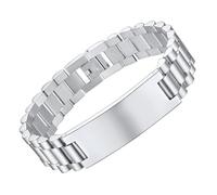 ChainsHouse Wristband ID Bracelets for Men, Stainless Steel/18K Gold/Black Metal Plated, Personalized Engrave Chunky Bracelet Bangle, with Removal Tool, 8.27-8.66 Inch Length, Metal