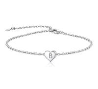 ChainsPro Heart Bracelet Sterling Silver Bracelet Charm Bracelets for Womens Initial Bracelet Gifts for Women Girlfriend Wife Mother Mom Aunt