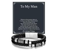 ChainsPro Leather Bracelet Gifts for Men,Black Braided Bracelets Stainless Steel Celtic & Compass Bracelets Leather,Ideas Jewelry Gifts for Husband Son Grandson Boyfriend Anniversary Christmas