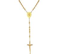 ChainsPro Personalised Cross Necklace Rosary Beads Catholic Men Women Saint Christopher Medal Gold Chain Stainless Steel Crucifix Prayer Jesus Gift Mens Christian Jewellery