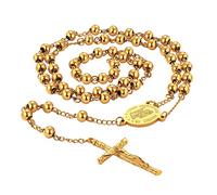 ChainsPro Rosary Beads Catholic Cross Necklace Miraculous Jewelry Men 1st Holy Communion Rosary Necklace