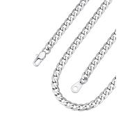 ChainsPro Silver Chain Mens Stainless Steel Chain For Men Cowboy Necklace 20inch 4mm Cuban Chains