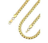 ChainsPro Silver Mens Necklace Chain, Stainless Steel Flat Box Chains for Men Women, Silver/Gold Plated/Black Necklaces, 6mm Wide, 14/18/20/22/24/26/28/30 Inch Hip Hop Jewellery