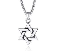 ChainsPro Star of David Necklace for Men 18K Gold/Stainless Steel/Black (Send Gift Box)