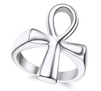ChainsProMax Can Engrave Men Stainless Steel Ankh Ring, Key of Life Egyptian Jewelry, Size 7-14, Gold Plated/Black-Send Gift Box, Metal, not known