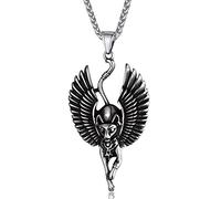 ChainsProMax Men Stainless Steel Ankh Cross Necklace, Egyptian Jewelry-Send Gift Box, Stainless Steel, No Gemstone