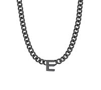 ChainsProMax Men Women A-Z Letter Necklace 7mm Cuban Link Chain Necklace, Stainless Steel/Gold Plated/Black-Send Gift Box, Metal, No Gemstone