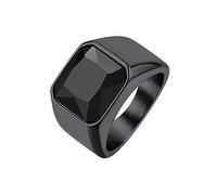 ChainsProMax Men's Square Signet Rings Stainless Steel/Gold Plated/Black-Send Gift Box, Metal, unknown
