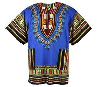 CHAINUPON African Dashiki Cotton Shirt Unisex Tribal Festival Boho Hippie Kaftan (X-Large, Dark Blue)