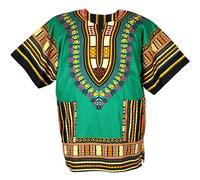 CHAINUPON African Dashiki Cotton Shirt Unisex Tribal Festival Boho Hippie Kaftan (XXX-Large, Green)