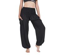 CHAINUPON Harem Trousers Women Boho Loose Yoga Pants Casual Bohemian Hippie Lounge Elephant Pyjamas Bottoms (S-M, Black)