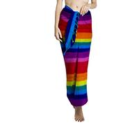 CHAINUPON Womens Beach Pareos Sarong Sheer Long Swimsuit Cover Ups Bikini Wrap Skirt (Rainbow)