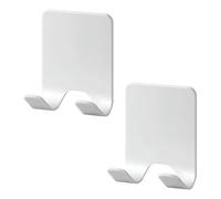 ChainYao 2 Pack Self-Adhesive Shower Razor Holder, Waterproof Silicone Hooks for Razor, Hair Brush & Toothbrush, White Bathroom Organizer.