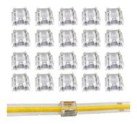 ChainYao 20 Pack 8mm 2 Pin Solderless LED Strip Connectors, UKCA Certified COB LED Adapters, No Stripping for 12V 24V Single Color Tape Lights, Slim for Aluminium Channel [Energy Class A]