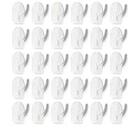 ChainYao 30 Pcs Small Sticky Hooks, Heavy Duty Self Adhesive Wall Hooks - No Damage Removable Clear Plastic Hooks, Strong Transparent Hanging Hooks for Kitchen, Bathroom, Door, Window, and More