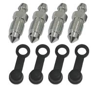 ChainYao 4 Set M10x1mm Brake Bleeder Screw Kit with Dust Caps, Galvanized Metal Caliper Bleed Bolt for Motorcycle Car Disc Brake Pump Valve Replacement
