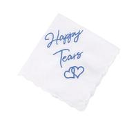 ChainYao Luxury Wedding Handkerchief Set - Embroidered Something Blue Keepsake for Bride & Parents, White Lace Trimmed Cotton 30x30cm, sentimental day gift for happy tears