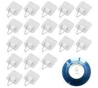 ChainYao Pack of 20 Self-Adhesive Metal Hooks, Galvanised & Rustproof for Heavy Duty Use, Ideal for Hanging Pictures, Decorations, Keys on Smooth Surfaces - No Drilling, Invisible Holders