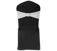Chair Band 25pc Cream 14x34-50cm Stretch Polyester-Elastane Event Diamond Buckle