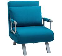 Homcom Single Folding 5 Position Convertible Guest Sleeper Chair Bed, Blue Blue