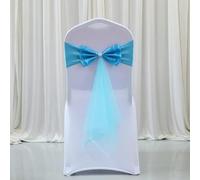 Chair Belt, Chair Sashes,100Pieces Wedding Satin Chair Sashes Spandex Bow Tie Band for Use Banquet Hotel Party Wedding Decoration,(Lake Blue)