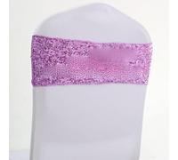 Chair Belt, Chair Sashes,50pcs Rose Gold Silver Spandex Sequin Chair Sash Bands Elastic Wedding Glitter Chair Bow Ties Hotel Event Party Decoration(Lilac)