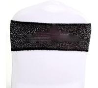 Chair Belt, Chair Sashes,50pcs Rose Gold Silver Spandex Sequin Chair Sash Bands Elastic Wedding Glitter Chair Bow Ties Hotel Event Party Decoration(Black)
