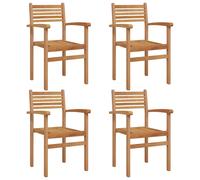 Outdoor Dining Chair Set 4 Brown Solid Teak Wood 55.5x55.5x90 cm MatteSeat