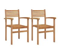 Garden stacking chair Brown Solid Teak 55.5x55.5x90cm Outdoor Seat Stackable Set