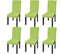 Chair Cover Set 6 Stretch Polyester Elastane Green Fits Height up to 55cm Seat37
