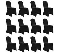 Chair Cover Stretch Black 12 pcs