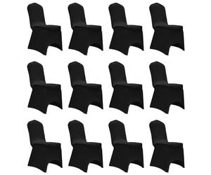 Chair Covers 12pc Black Stretch Polyester Spandex Fit Chairs up to 100cm Durable