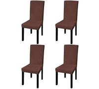 Chair Covers 6-Piece Brown Stretch Polyester-Elastane Fit for Seat 37-45x35-45cm