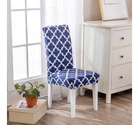 Chair Covers Blue Morocco Dining Chair Covers Elastic Removable Chair Covers for Dining Chairs 6 Washable Dining Chair Slipcovers Protector Cover Seat Chair Cover(Set of 6)
