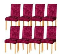 Chair covers, Crushed Velvet Dining Chair Covers,Stretch Removable Washable Dining Chair Slipcover Super Soft Protector for Seat Covers for Wedding Party Dining Room Home Decor (Color : Pink, Size : 8